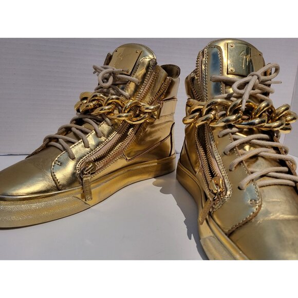 Giuseppe Zanotti Other - Giuseppe Zanotti London Mirrored Leather Chain High 'Vegas Gold' hi-top sneak